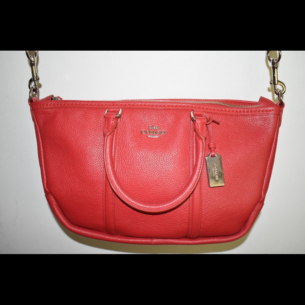 Coach red pebbled leather prairie satchel